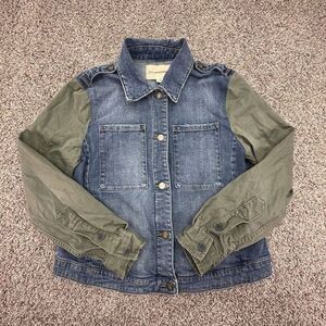 Pilcro and‎ The Letterpress Army Green Denim Jacket Women's Medium Anthropologie
